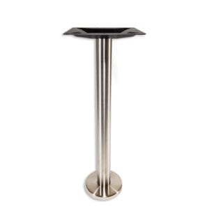 A stainless steel pedestal from the 4000 series with a bolt down feature and a black top.