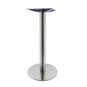 A stainless steel table on a white background.