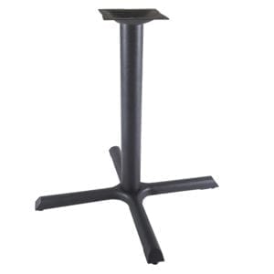 A black CAST IRON table base with a black cross labeled LABOR SAVER SYSTEM on it.