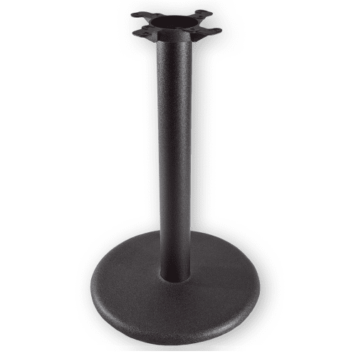 A black table base on a white background.