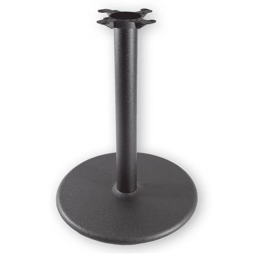 A black table stand with a black base.