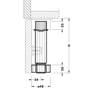 A drawing showing the dimensions of a 418 Cabinet Leveler.