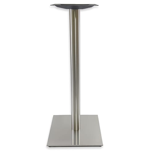 A stainless steel table stand on a white background.