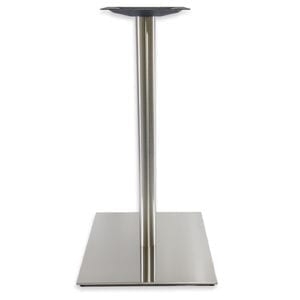 A stainless steel table stand on a white background.