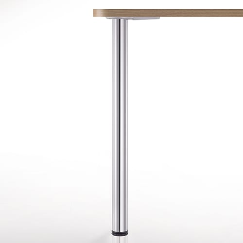 A table with a wooden top and 2" BREMEN STEEL TABLE LEGS.