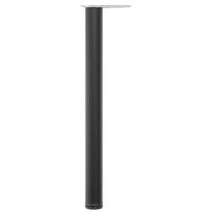 A black pole with a white base on a white background.