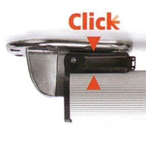 An image of a ceiling fan with the word CLICK LEGS prominently displayed.