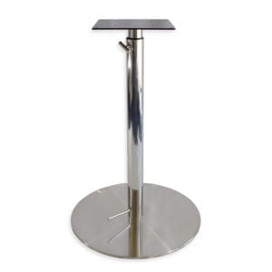 Stainless steel adjustable table base white background
