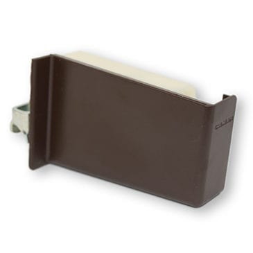 A brown plastic 806 HANGING BRACKET cover for a door.