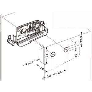 A diagram displaying the dimensions of the 806 HANGING BRACKET SCREW MOUNT device.