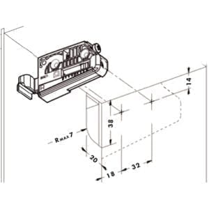 A diagram detailing the dimensions of the 806 HANGING BRACKET.