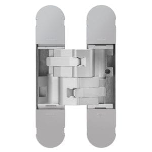 A pair of sliding door hinges on a white background.