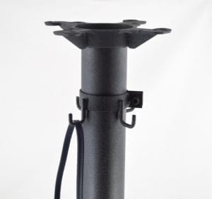 A black pole with an attached PURSE RING.