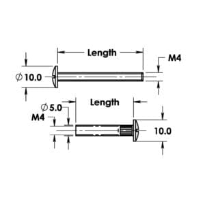 A diagram showing the length of a screw.