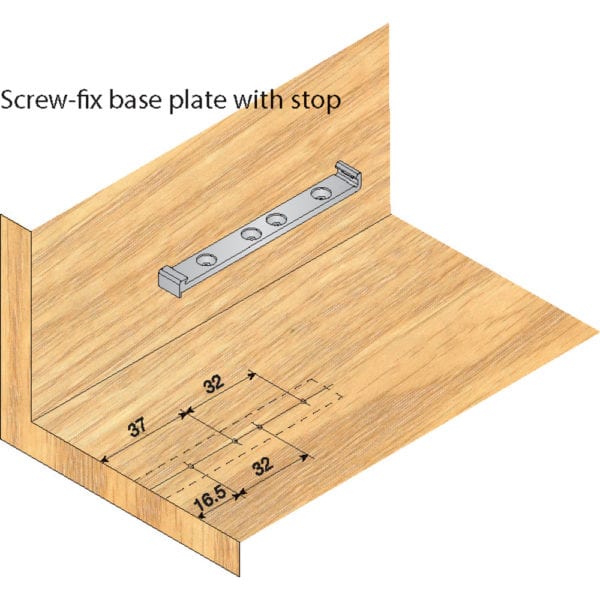 Screw fix base plate with stop.