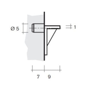 A diagram showing the dimensions of a wall shelf.