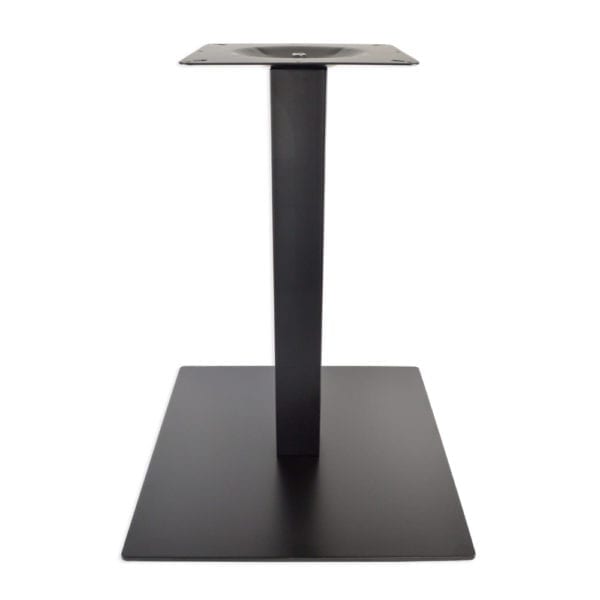 A black square table base on a white background.