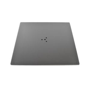 A gray square plate on a white background.