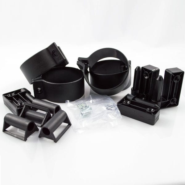 A set of black plastic hoses and clamps.
