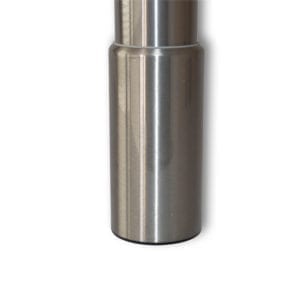 A stainless steel bottle on a white background.