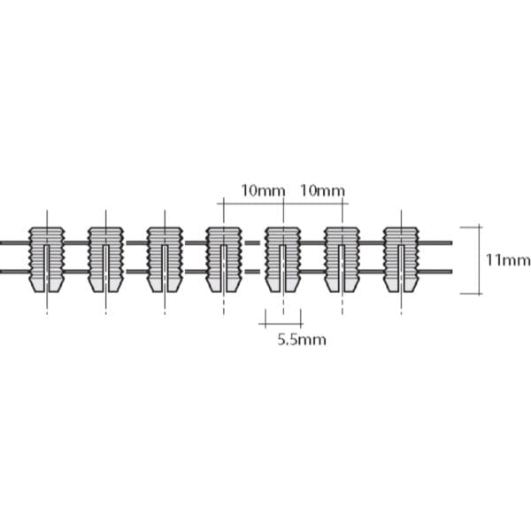 A diagram showing the dimensions of a series of wires.