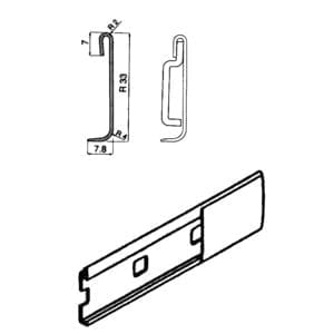 A black and white drawing of a door handle.
