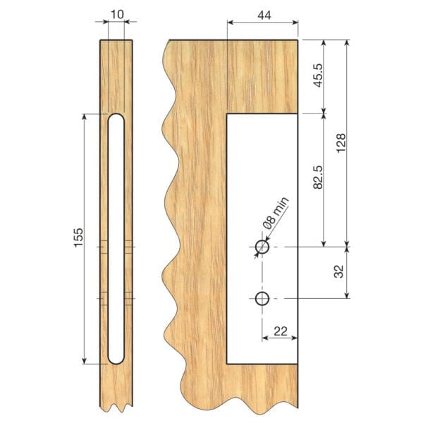 A drawing showing the dimensions of a wooden door.