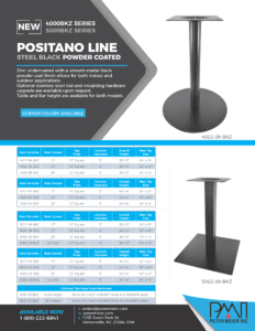 A flyer for the postano line table.