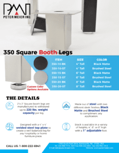 Square booth leg flyer by PMI