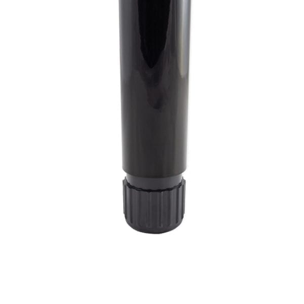 A black plastic tube on a white background.