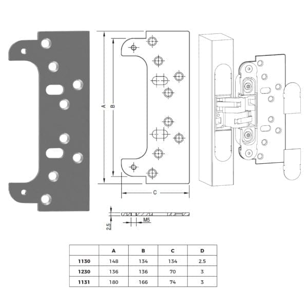 Wall Fixing Plate Line art Ceam hinges