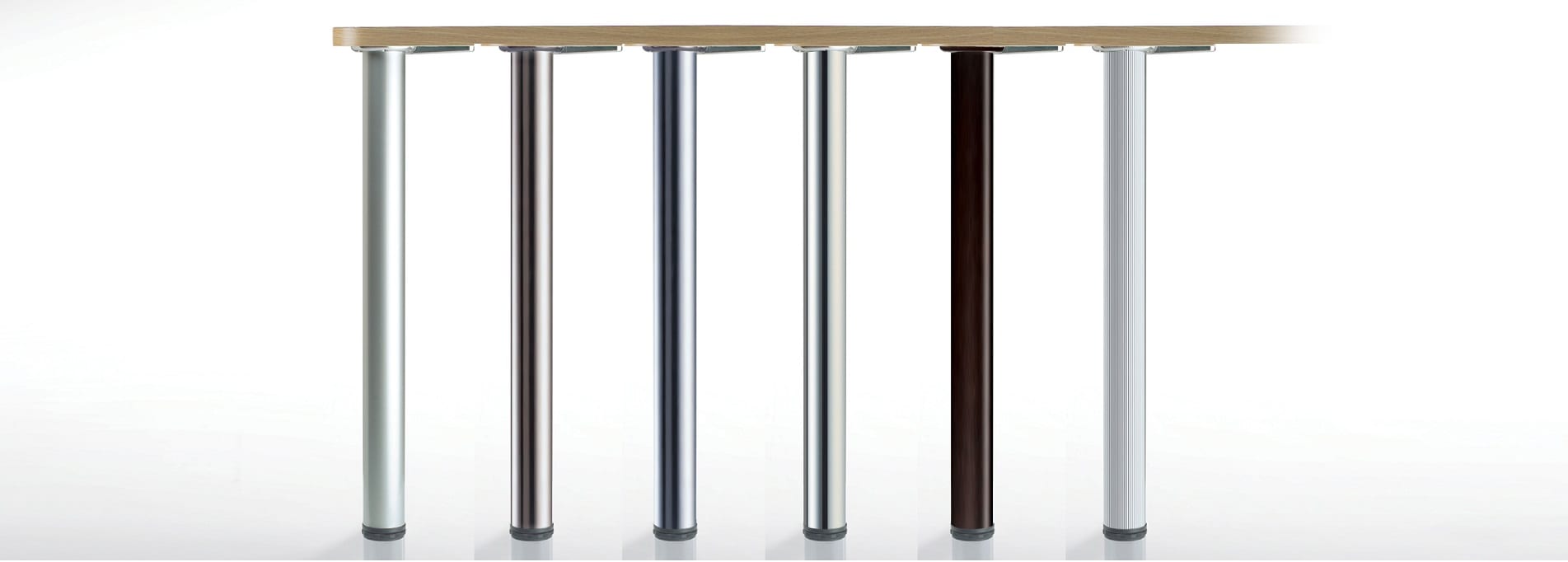 various metal table legs together