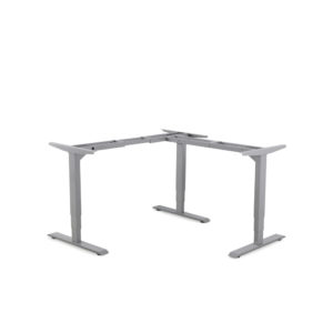 Height adjustable electric desk frame L shape in grey