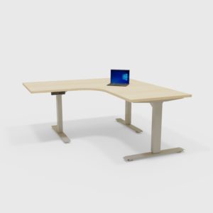 L style Electric Desk Frame Ash top white background