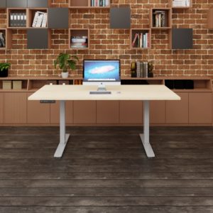 T style Electric Desk Frame with Ash desk top office environment