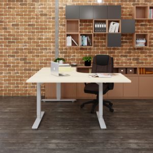 L shape Electric Desk Frame with Ash desk top office environment