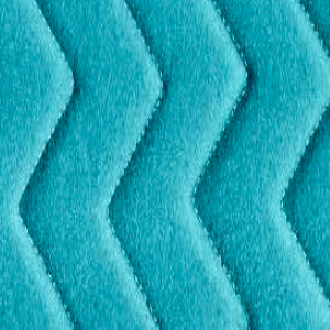 A close up image of a turquoise chevron pattern in meeting pods.
