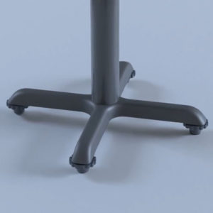 An image of a table with a metal base.