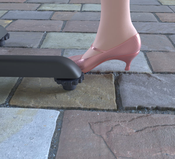 A 3d model of a woman in a pair of high heeled shoes.