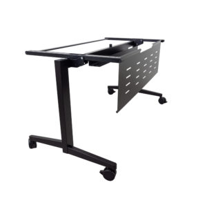black training table desk with modesty panel