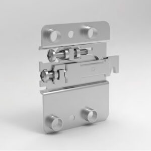 An image of a metal latch on a white background.