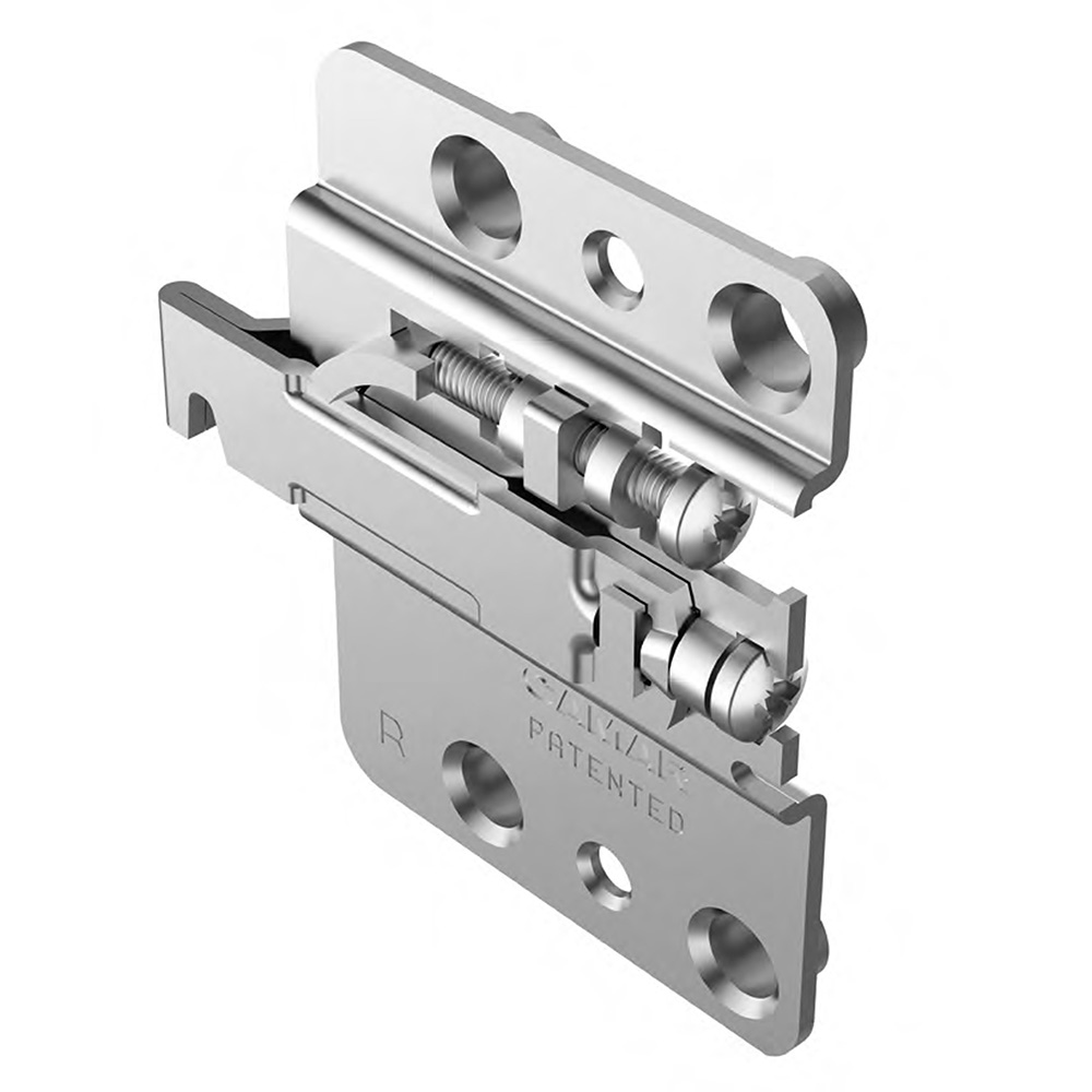 An image of a stainless steel door latch.