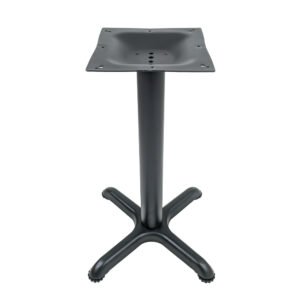 A black table with a square base.