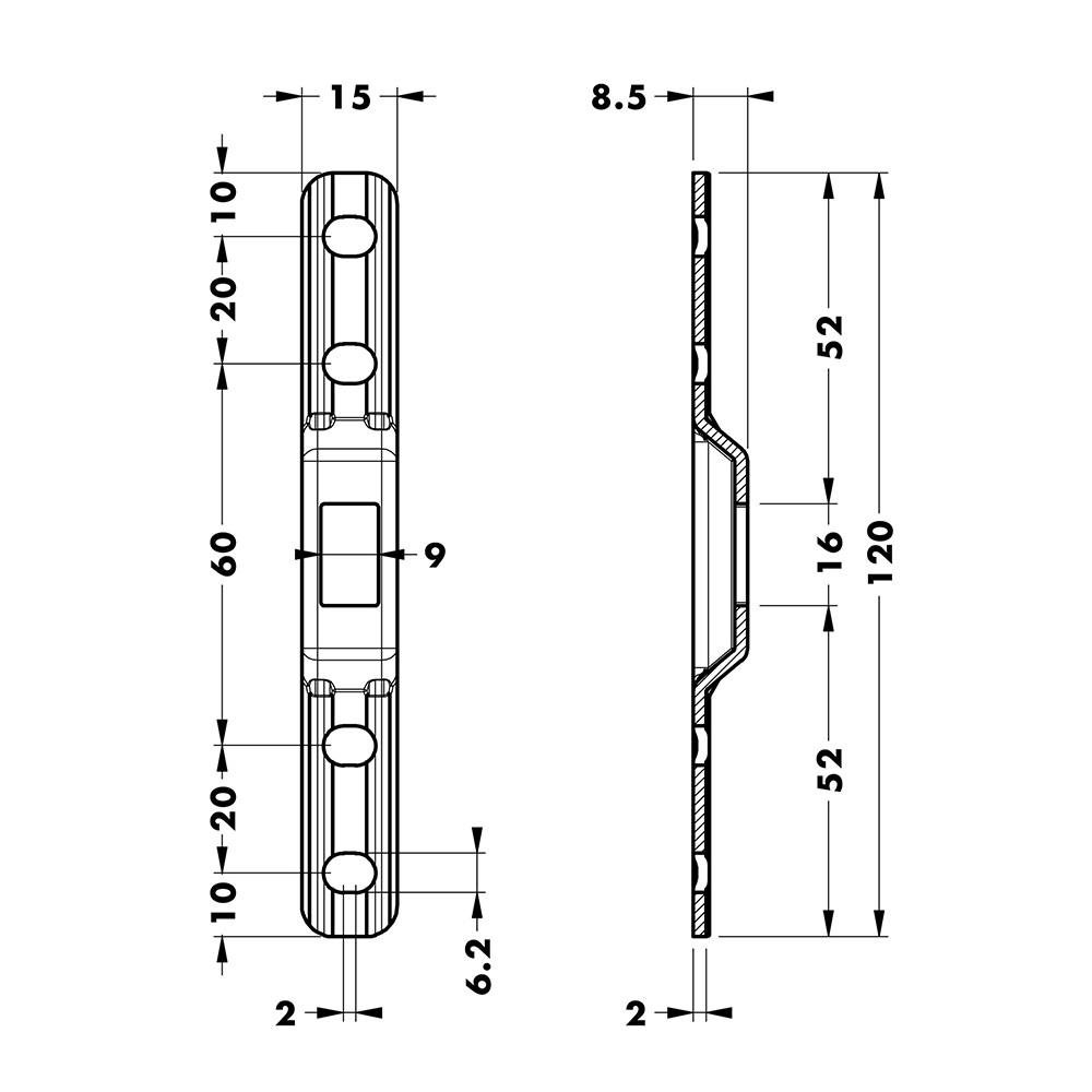 line drawing of 895 mounting plate 