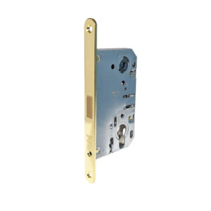 Magnetic Door lock for euro locks shown with polished brass finish