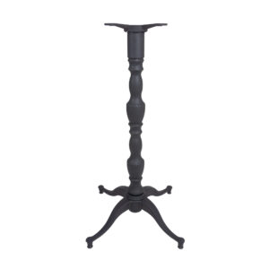 Black Bar height table base with decorative column and four legs