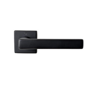 black door handle with square handle and square rosette