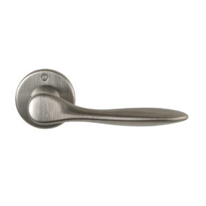 satin nickel european door handle from hoppe