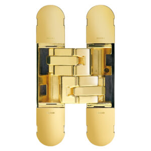 Ceam hinge with polished brass finish white background