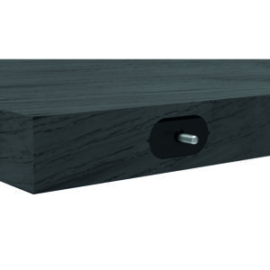 Black shelf with minimo shelf support installed